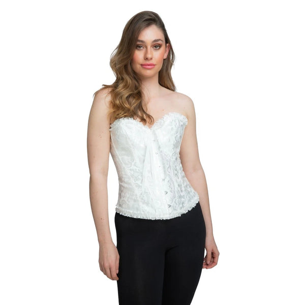 Deluxe Satin/Lace Corset - White